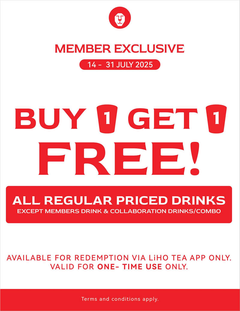 LiHO TEA Has 1-for-1 Deal for Members [14 – 31 July 2025]